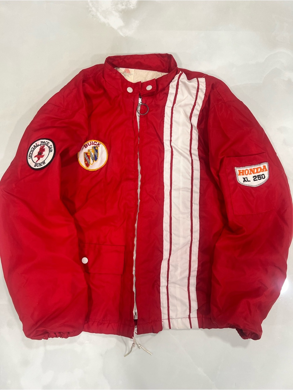 Vintage The Great Lakes Jacket Windbreaker Red Nylon Racing Stripe Style